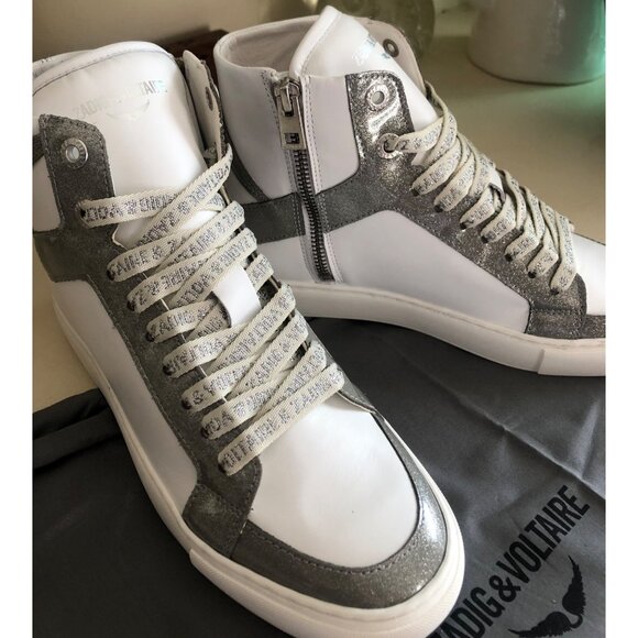 NIB ZADIG & VOLTAIRE HIGH FLASH INFINITY PATENT HIGH-TOP SNEAKERS SIZE 38 / US 7 - Picture 3 of 14